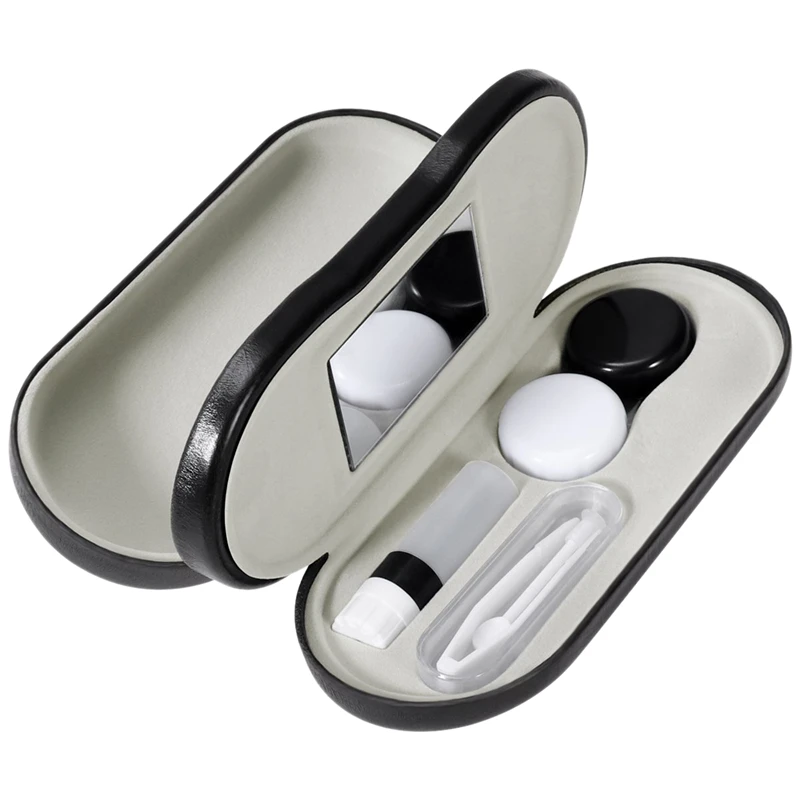 

Contact Lens Case - 2 in 1 Portable Glasses Case - Leak Proof Design - Tweezers and Applicator Included - Perfect for Home Trave