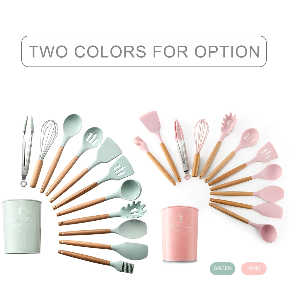 

New Cooking Tool Sets Kitchen Utensils Set Silicone Non-Stick Barreled Cooking Utensils Set Kitchen Accessories