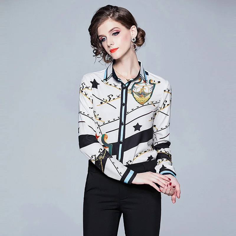 Женские рубашки Willstage с длинным рукавом блузка со звездным принтом рубашка
