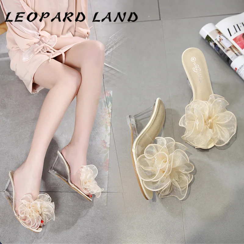 Женские модные сандалии с леопардовым принтом LAND 2020 пикантные прозрачные