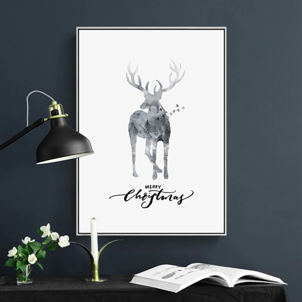 Скандинавский Лось Орел роспись фото холст Картина Настенная картина декор для