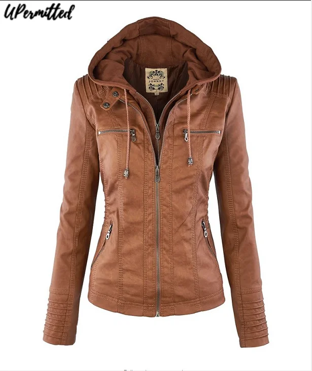 

2021 Autumn Winter Women's New Fashion Detachable Lapel Long Sleeve Solid Leather Jacket Casual Outdoor Women Outwear Clothing