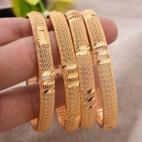 4pcslot african new design gold color bangles for women gold color brass flower bangles arabethiopian