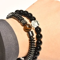 2021 new trend 8mm natural tiger eye black hematite round beads bracelet for men fashion jewelry accessories gift