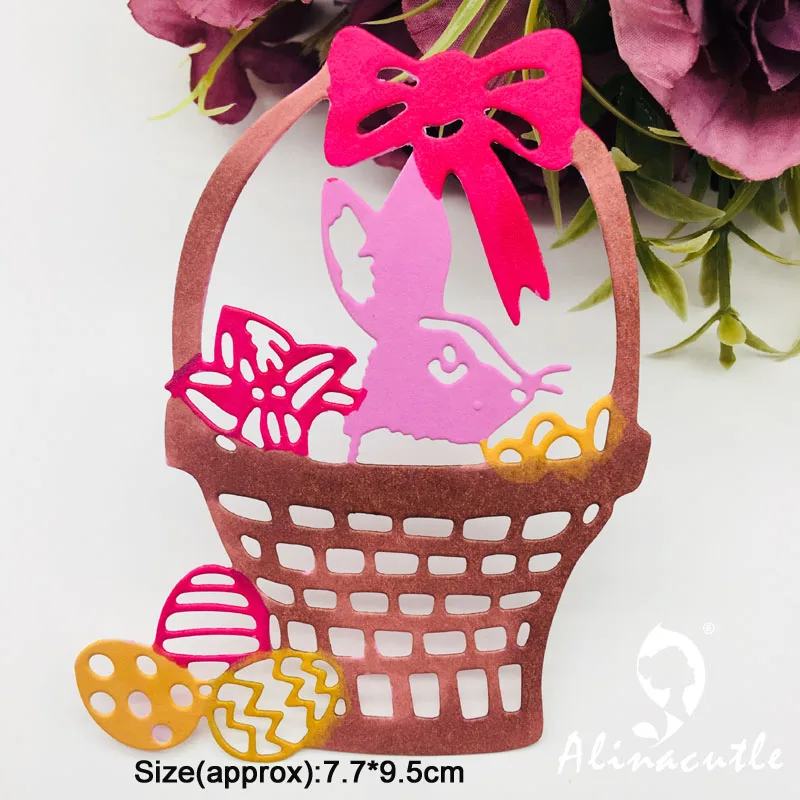 Металлические режущие штампы Пасхальный кролик корзина высечка Скрапбукинг