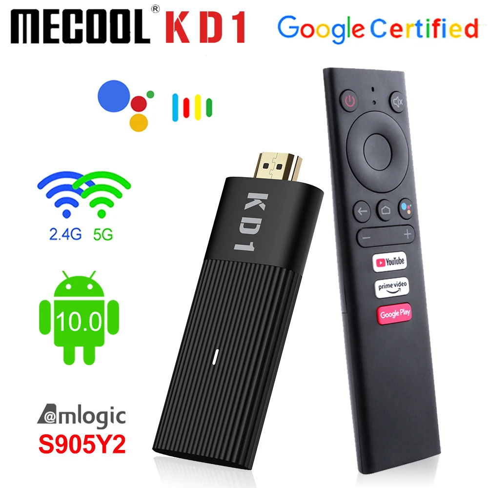 

Global Version Mecool KD1 TV Stick Amlogic S905Y2 Android 10 2GB 16GB Support Google Certified Voice 4K Dual Wifi BT4.2 TV Stick