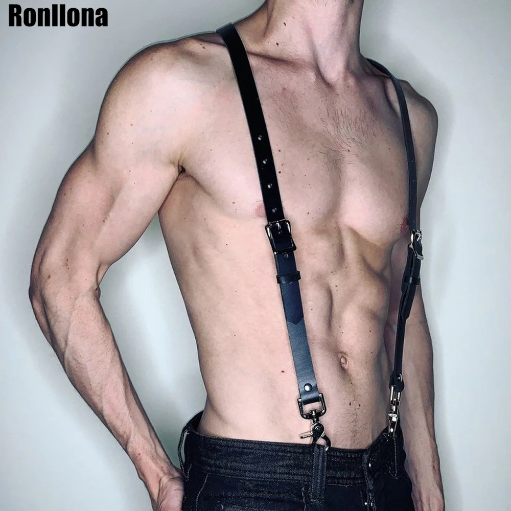 Кожаная портупея Пастельная готика БДСМ человек грудной Бандаж ремень выглядеть