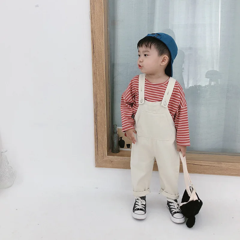 Модный хлопковый джинсовый комбинезон в Корейском стиле для мальчиков 2 цвета