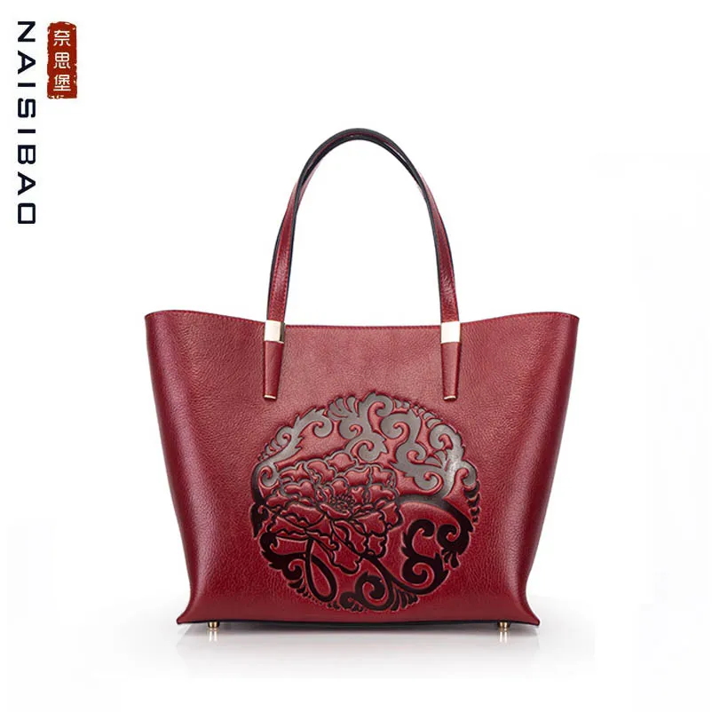 Женская кожаная сумка NAISIBAO роскошная дизайнерская из натуральной воловьей кожи