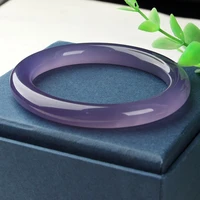 natural purple chalcedony hand carved round bar jade bracelet fashion boutique jewelry mens and womens violet agate bracelet