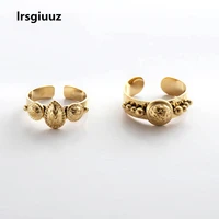 ins style retro love ring womens stainless steel jewelry european and american 14k real gold simple open index finger ring