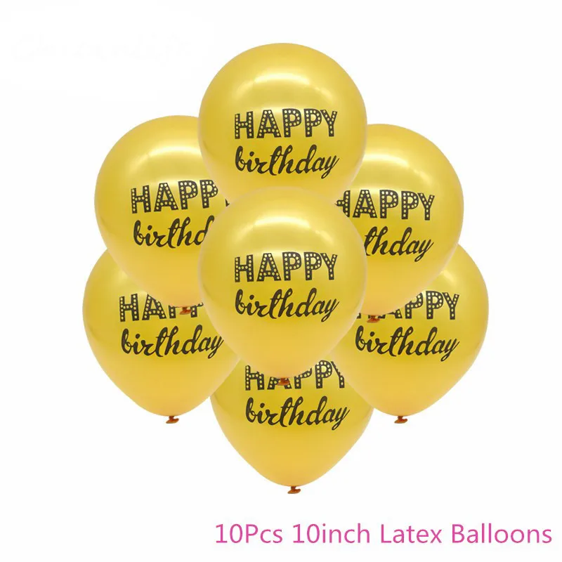 10Pcs Chicinlife золотые одноразовые столовые приборы с днем рождения, бумажные стаканчики и тарелки, скатерть, салфетки, 1 день рождения, Декор, принадлежности - Цвет: 10Pcs