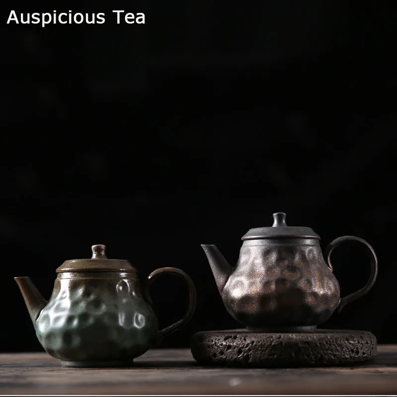 

160ml Japanese Gilded Iron Glazed Teapot Ceramic Kung Fu Tea Set Hand Held Pot Ball Hole Filtration Single Pot Tea Ceremony Gift