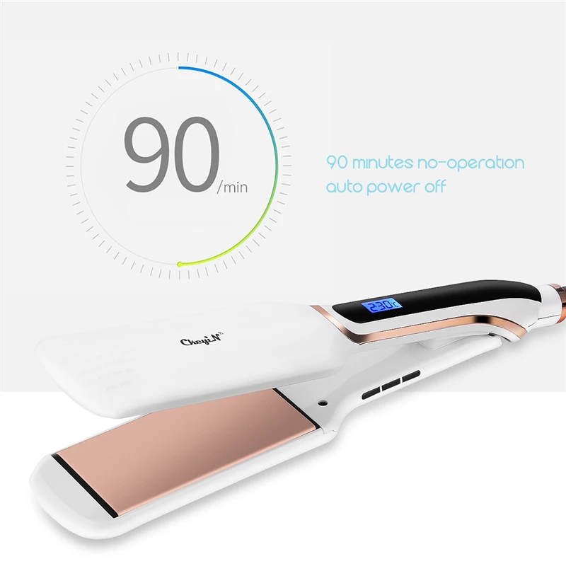 

CkeyiN Ultra-Wide Hair Styling Tool with Temperature Adjusted Ceramic Flat Iron for Hair Curler and Straightener Dual Voltage