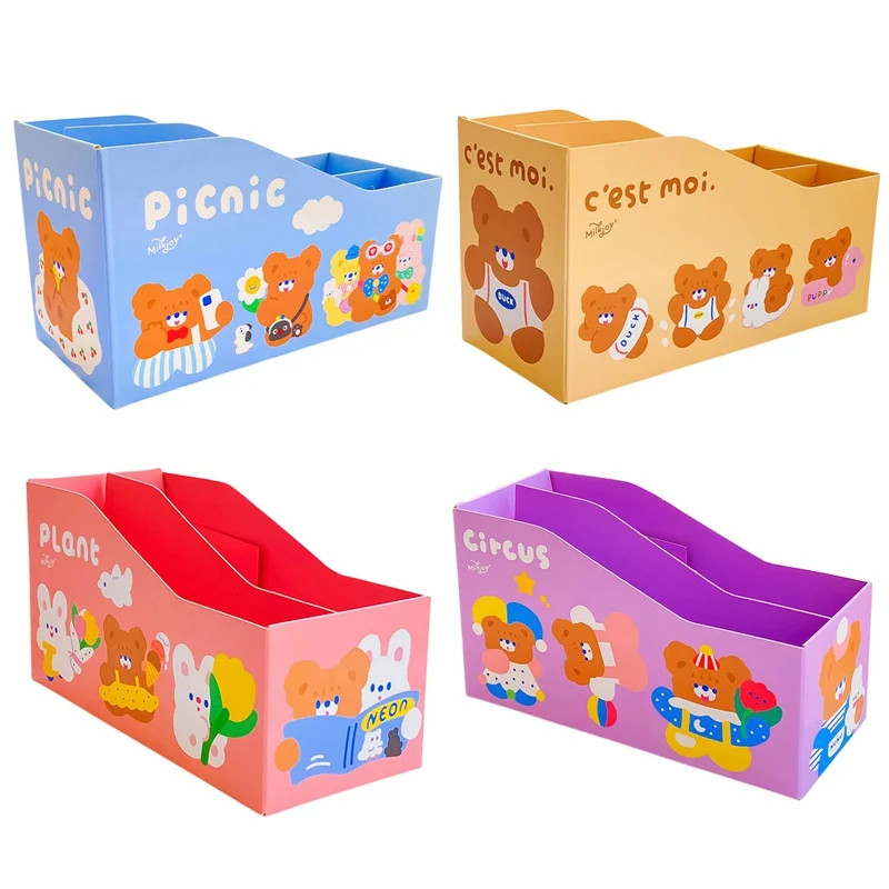 

Cute Cartoon Bookshelf Storage Shelve For Children Book Stand Holder Rack Desktop Storage Box File Basket Student Stationery