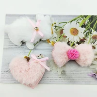 30pcslot furry rabbit and heart padded applique crafts for children garment accessories and bag scarf decoration patches