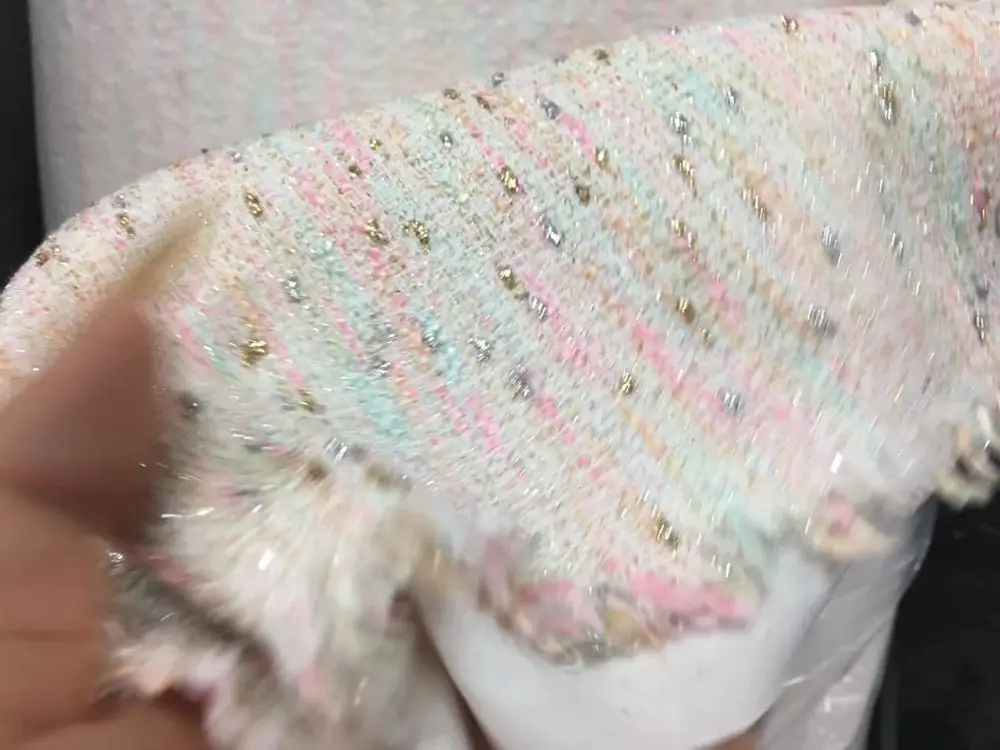 Бесплатная доставка цвет розовый и белый разноцветная ткань из твида|Ткань| |