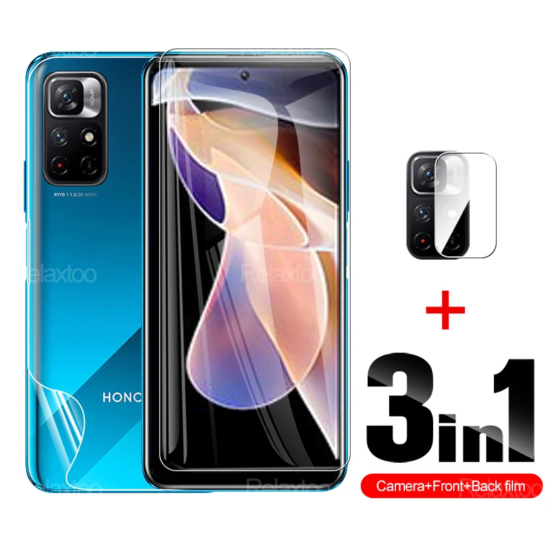 

3in1 Tempered Glass Film Full Cover For Xiaomi Poco X4 NFC screen protector X3 Pro NFC GT nfc Back Hydrogel and Camera Lens film