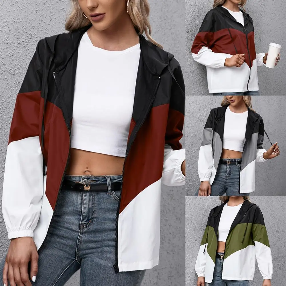 

Hoodie Casual Hooded Drawstring Zipper Jacket Lady Hiking Jacket Lightweight for Hiking