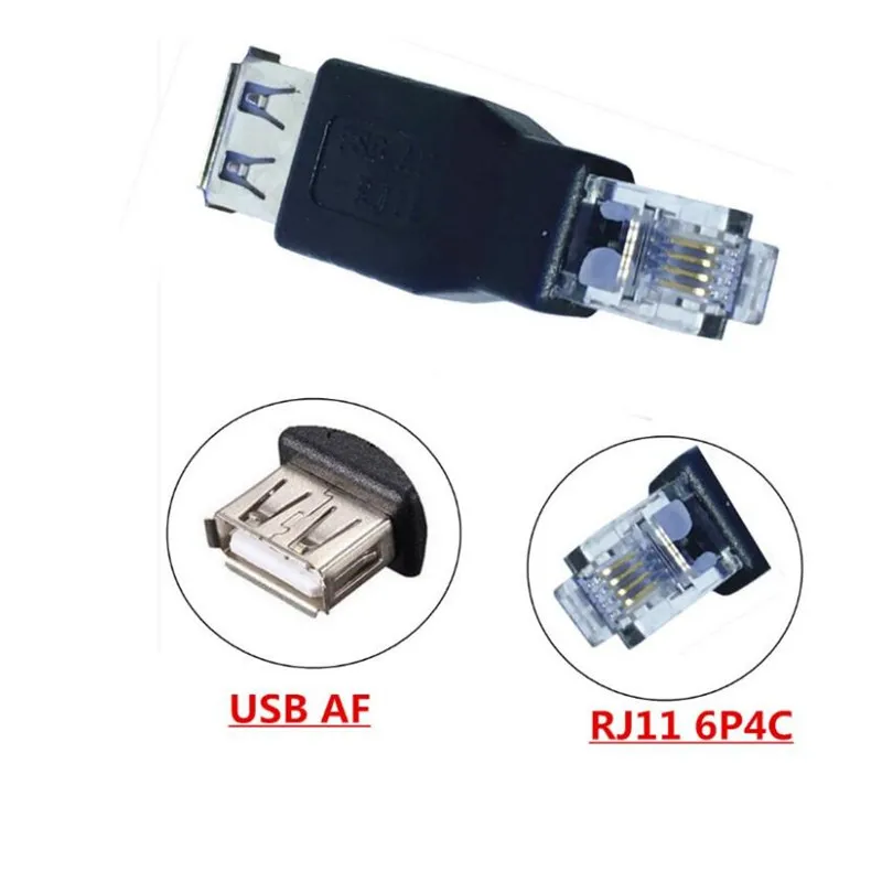 USB 2,0 A Женский к RJ11 4Pin 6P4C мужской Ethernet телефонная сеть разъем адаптера