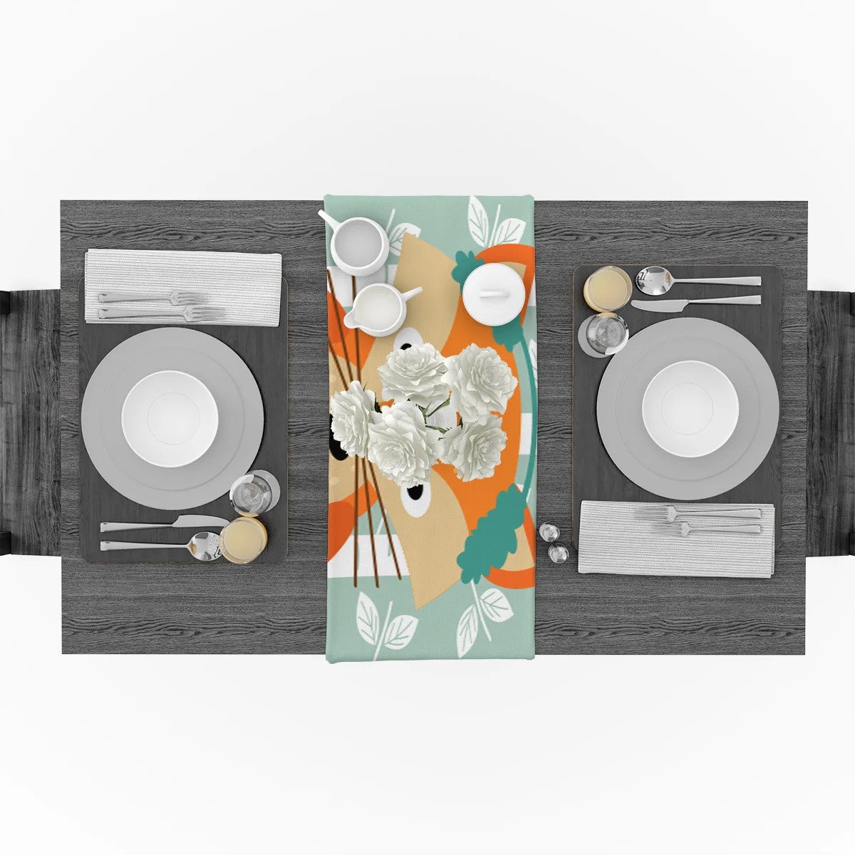 Настольная дорожка шарфы мультяшная Лисичка Белая береза кухонный стол для