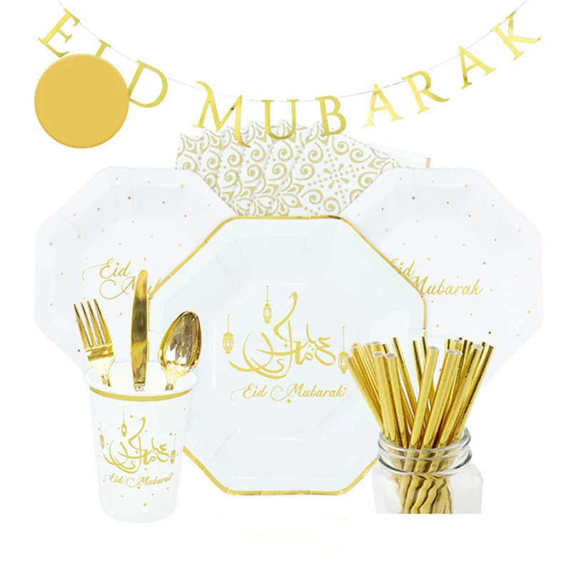 

Украшения на Рамадан одноразовая посуда для вечеринки EID MUBARAK бумажная тарелка чашка Рамадан Kareem Mubarak исламские принадлежности для вечеринк...