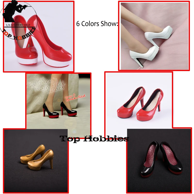 

1/6 Scale Accessories Action Figures Female High-Heeled Shoes W Waterproof platform Shoes PVC HighHeel Shoes Fit 12" Body Doll