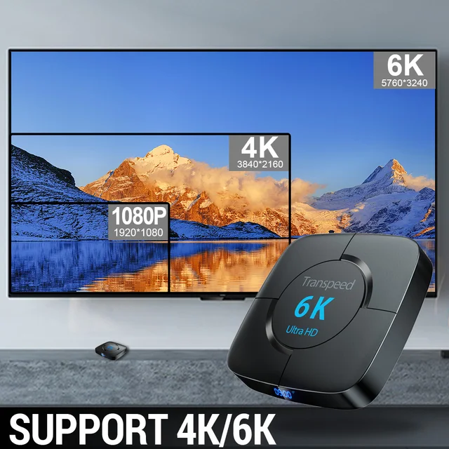 Transpeed Android 10.0 TV Box Voice Assistant 6K 3D Wifi 4GB RAM 64G 4