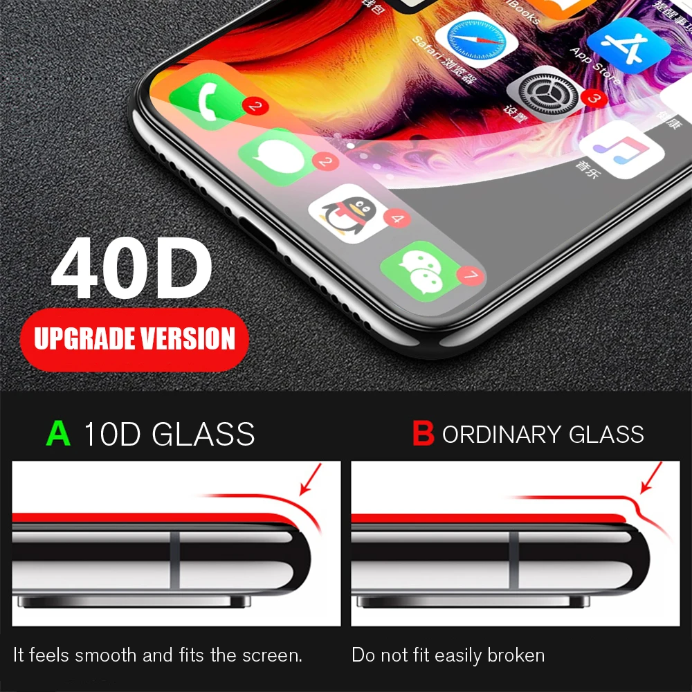 Закаленное стекло для iPhone 12 11 Pro Max Mini 40D пленка XS XR SE 2020 экрана телефона с защитой