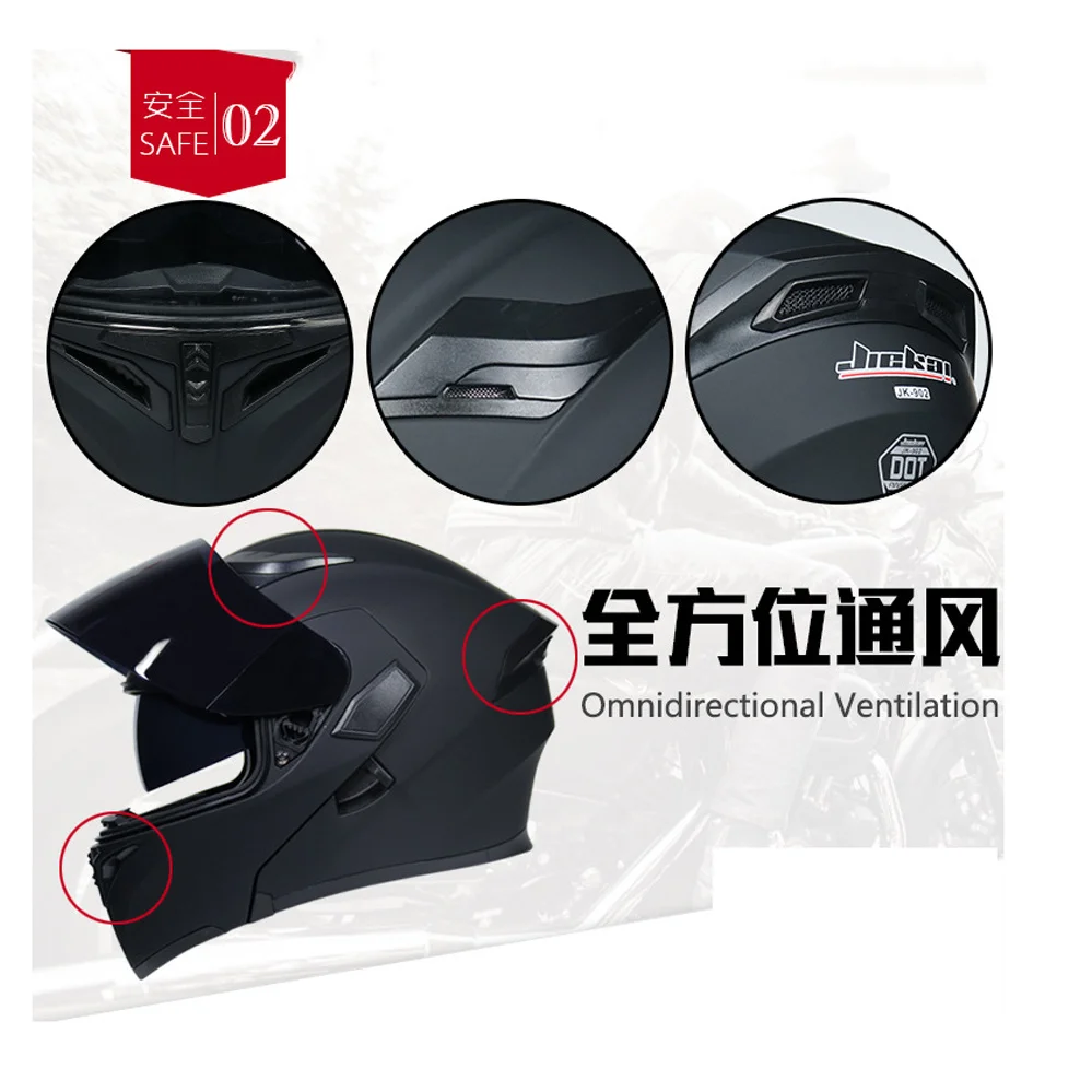 DOT Approved JIEKAI Classic Modular Flip Up Motorcycle Helmet Men Women Motocross Racing Dual Lens Full Face Casco Moto Capacete enlarge