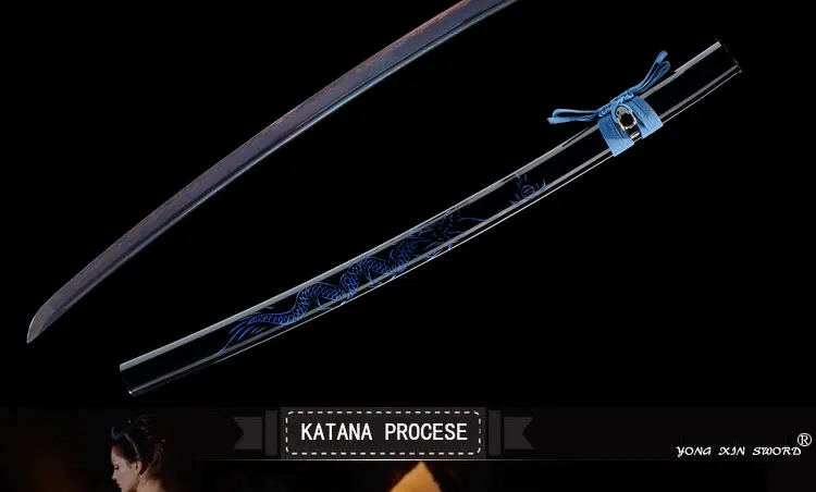 Handmade Carbon steel Japanese Samurai Katana sword full tang sharpened New Folded steel blue Blade Japanese Samurai Katana