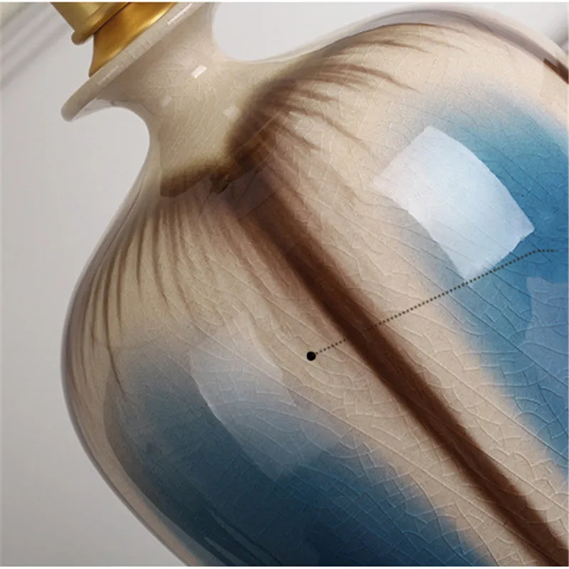 Керамическая Настольная лампа синего и зеленого цвета в современном