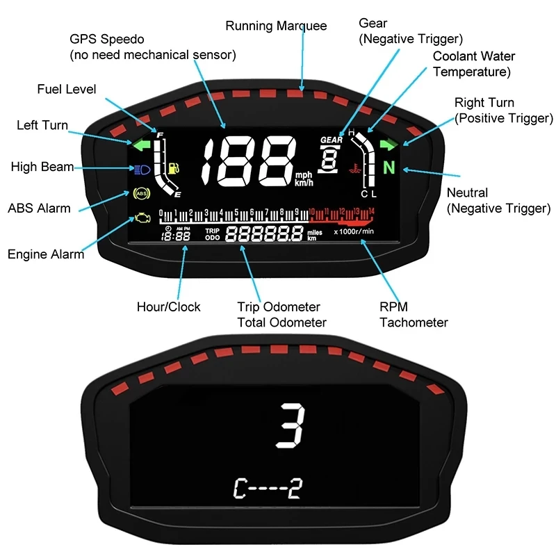 Универсальный измеритель оборотов мотоцикла GPS Спидометр цифровой одометр