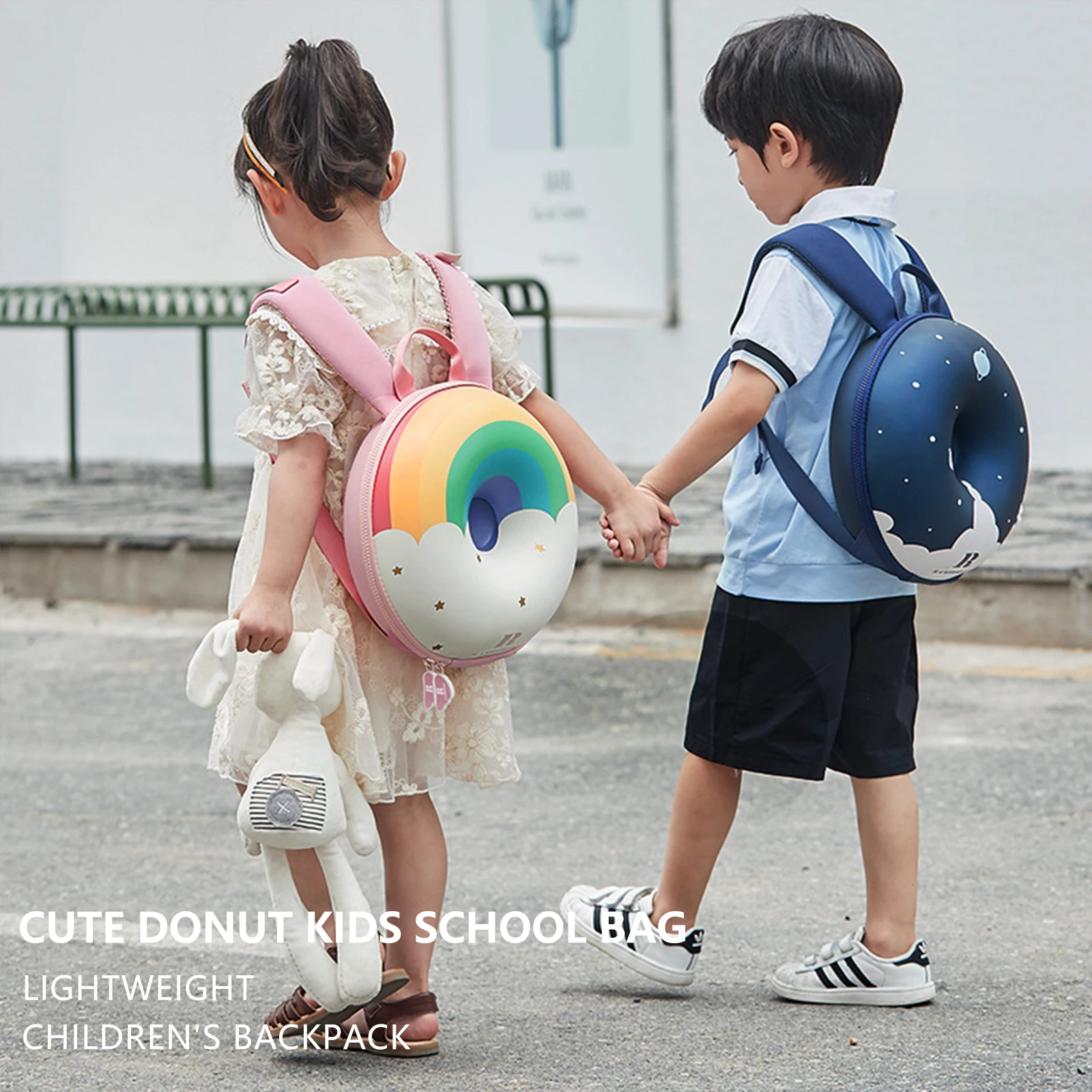 

Детский Радужный рюкзак с милым пончиком, Повседневная сумка для учебников для детского сада и школы, с мультяшным рисунком для студентов