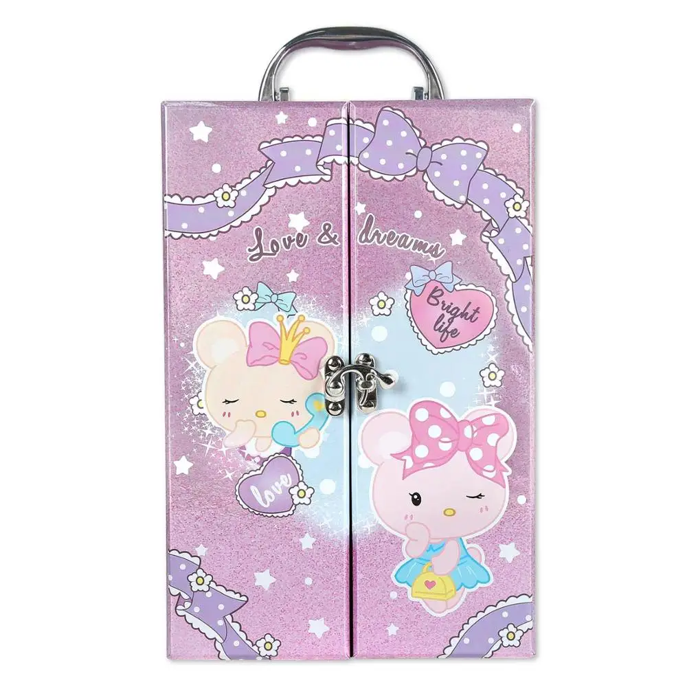 

Girl Princess Makeup Toys Dressing Beauty Set Cosmetic Suitcase Wardrobe Safe Easy Clean Makeup Kit for Dress Children Gifts