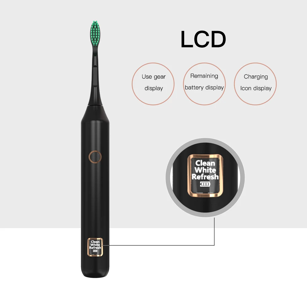 3 режима звуковая электрическая зубная щетка интеллектуальная ЖК-USB