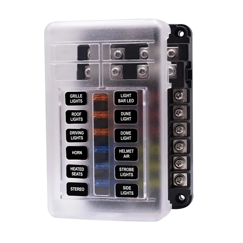 12 Way Blade Fuse Block with ATC/ATO Box Holder LED Warning Indicator Damp-Proof Cover for Car Boat Marine RV Truck | Автомобили и