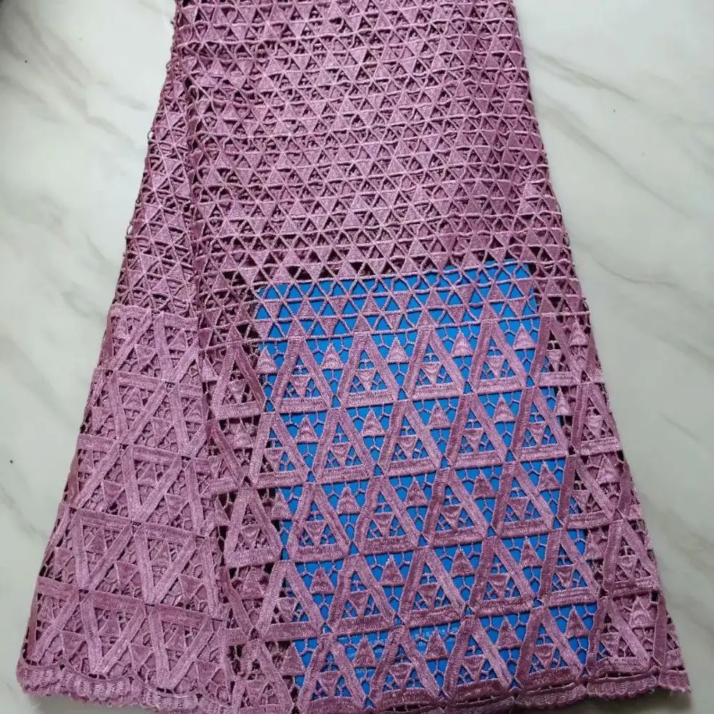 

5ayrds good quality Nigerian lace fabric for wedding 2019 popular water soluble guipure cord lace fabric F16OC0116