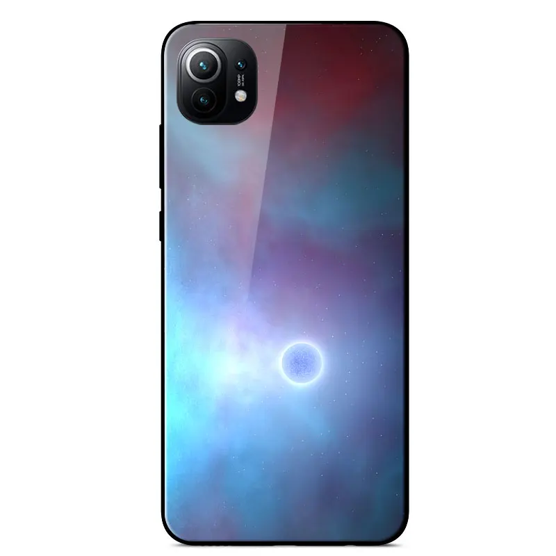 

Case For Xiaomi Mi 11 Soft Silicone Bumper Shockproof Phone Cover For Xiaomi Mi 11 Luxury Painted Tempered Glass Protective Case