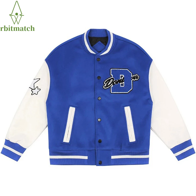 

Куртка мужская, в стиле хип-хоп, куртка-бомбер унисекс, с меховыми звездами, вышитыми цветными вставками, 2021