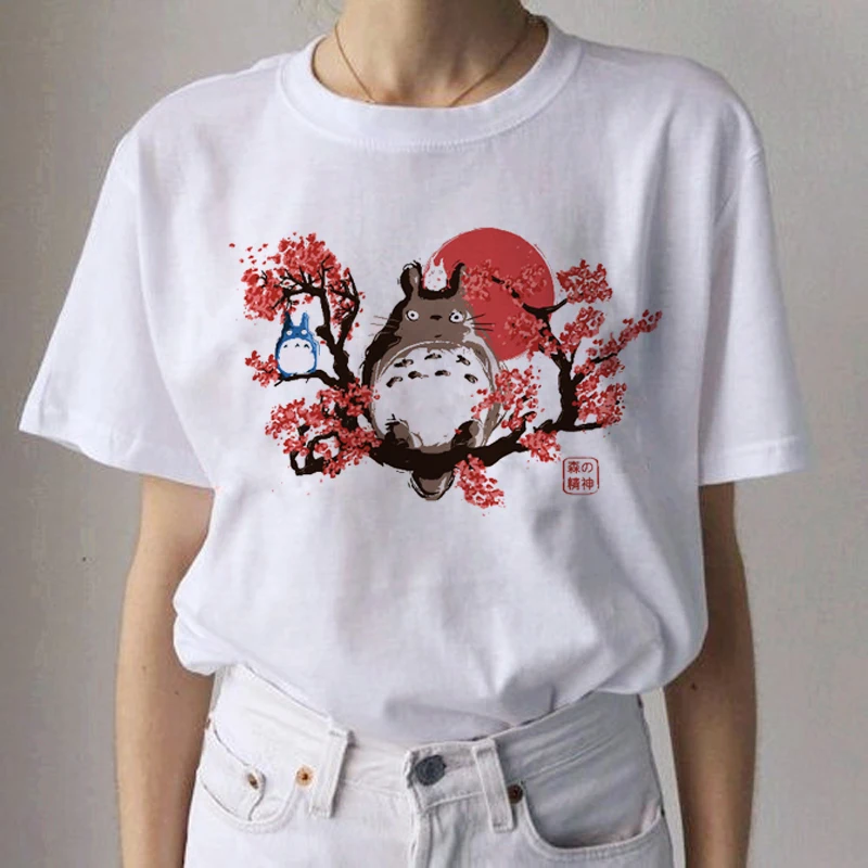 Totoro Studio Ghibli Kawaii Harajuku футболки для женщин Miyazaki Hayao забавная футболка с героями мультфильмов Мода 90s милая футболка Футболки женские - Цвет: 9142