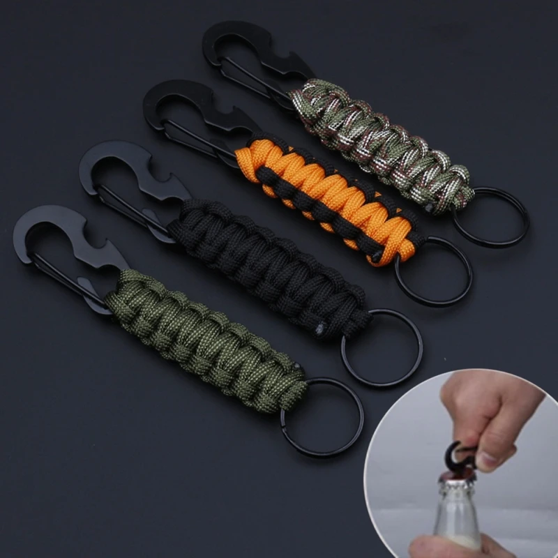

Outdoor Keychain Umbrella Shape Climbing Rope Corkscrew Tactical Survival Tool Carabiner Hook Backpack Buckle