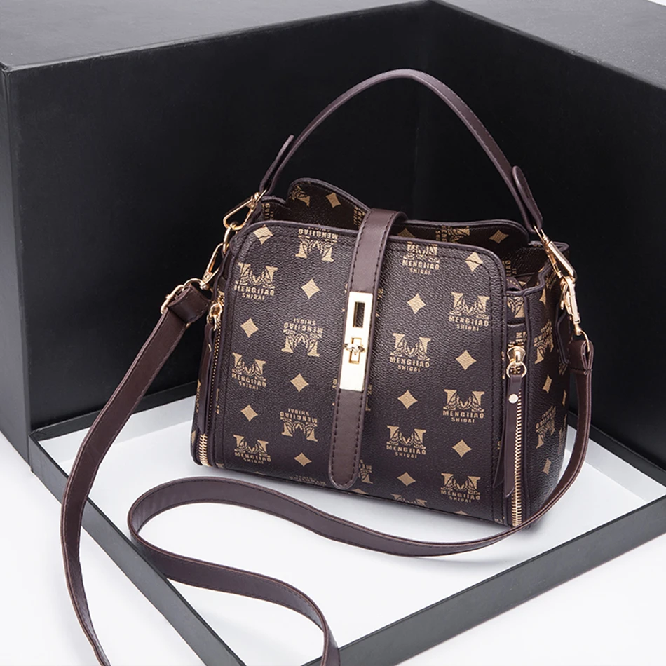 

Shoulder Mahjong Bag For Women Luxury Leather Crossbody Messenger Vintage Retro Designer Fashion Ladies Female Handbags