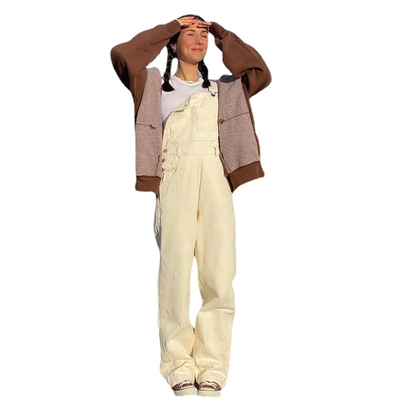 

Pure Color Stitching Panty Loose Casual Pants Pocket Pants In The Summer Of 2021 Card Buckle Tall Waist Overalls