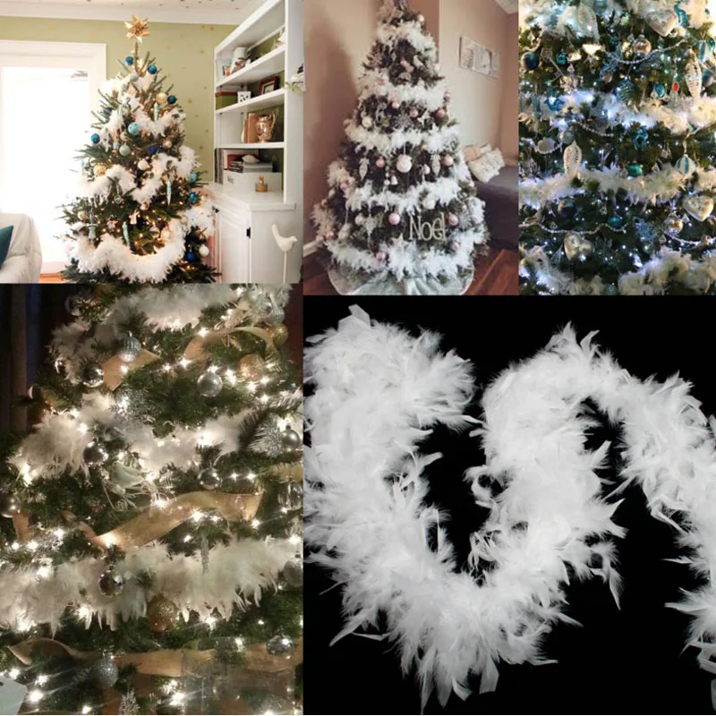 5 шт. 2 м Рождественская елка белое перо боа для дома вечерние лента гирлянда Декор