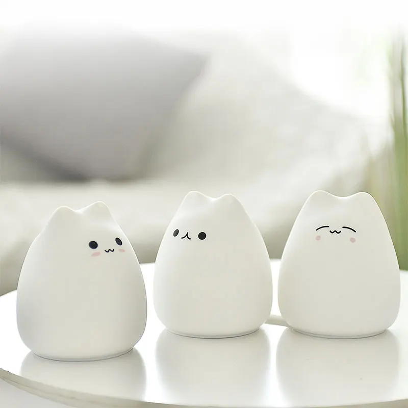 Светодиодный ночник с мультяшным котом для детей сенсорный сменный цвет