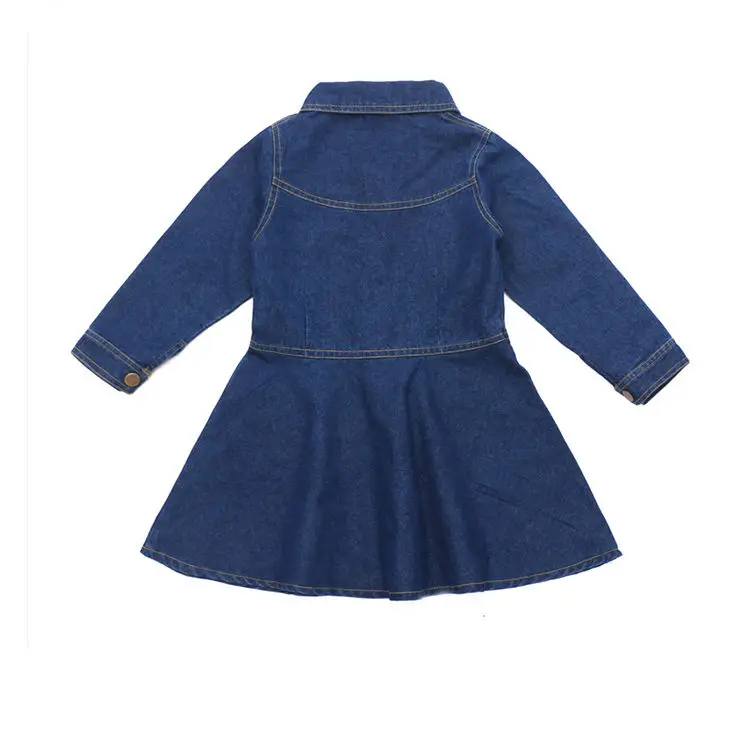 

Girls Denim Skirt Babys 2021 New Spring and Autumn Long-sleeved Denim Dress for Kids Clothing