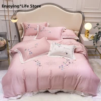 queen comforter sets king bedding set 4pcs bed cover bedsheet pillowcase embroidery leaves duvet cover bed set