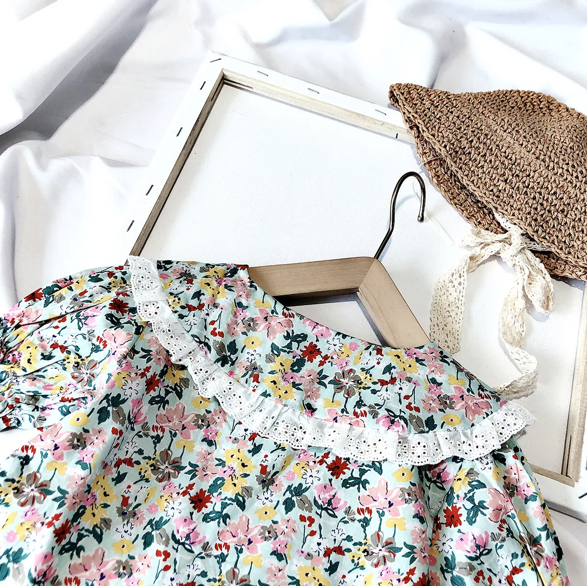 Модные летние блузки Gooporson с цветочным принтом для девочек кружевной воротник