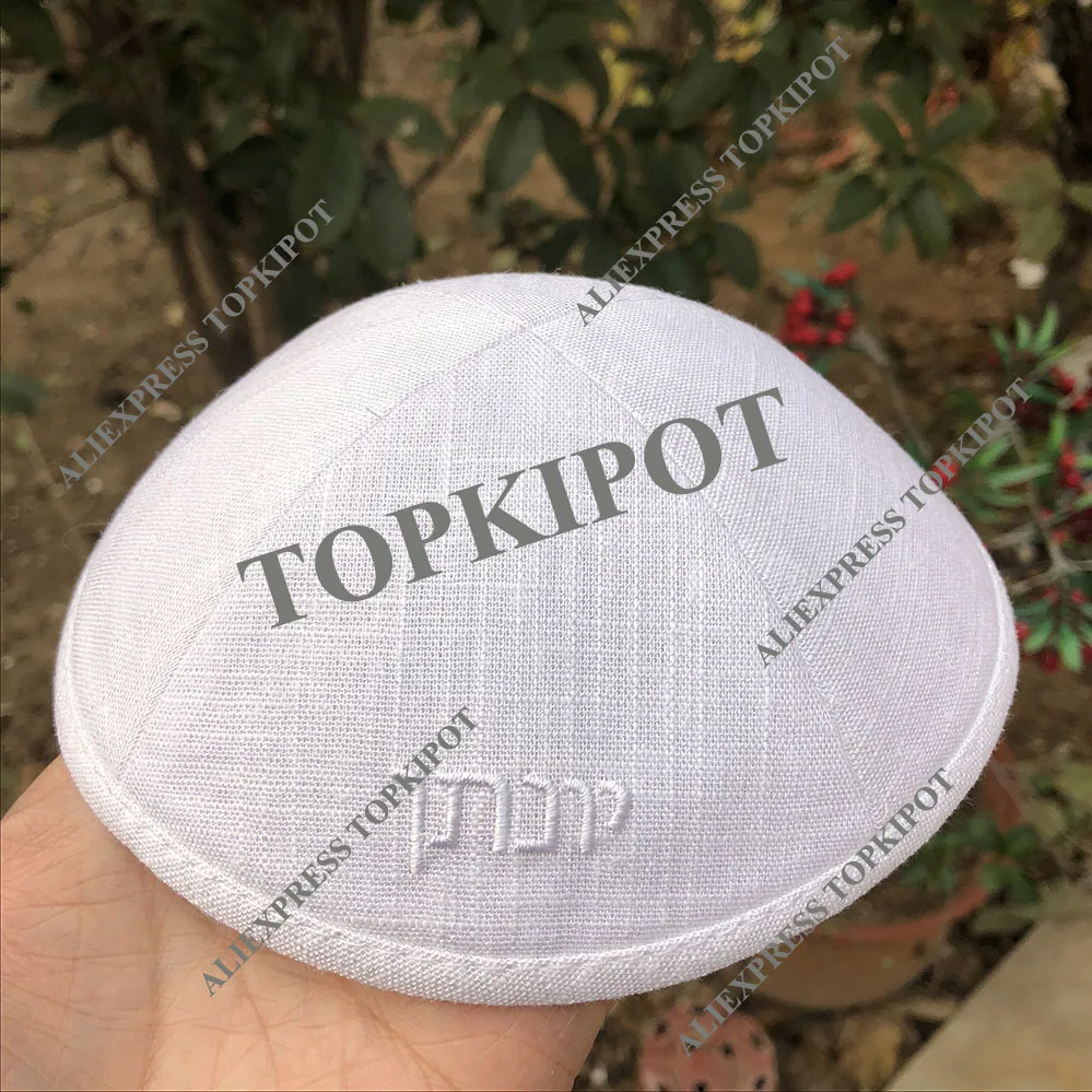 Белые льняные KIPAS с вышивкой цвета слоновой кости